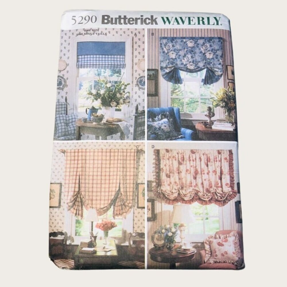 Vintage Butterick Sewing Pattern 5290 Waverly Window Shades Home Decor Uncut